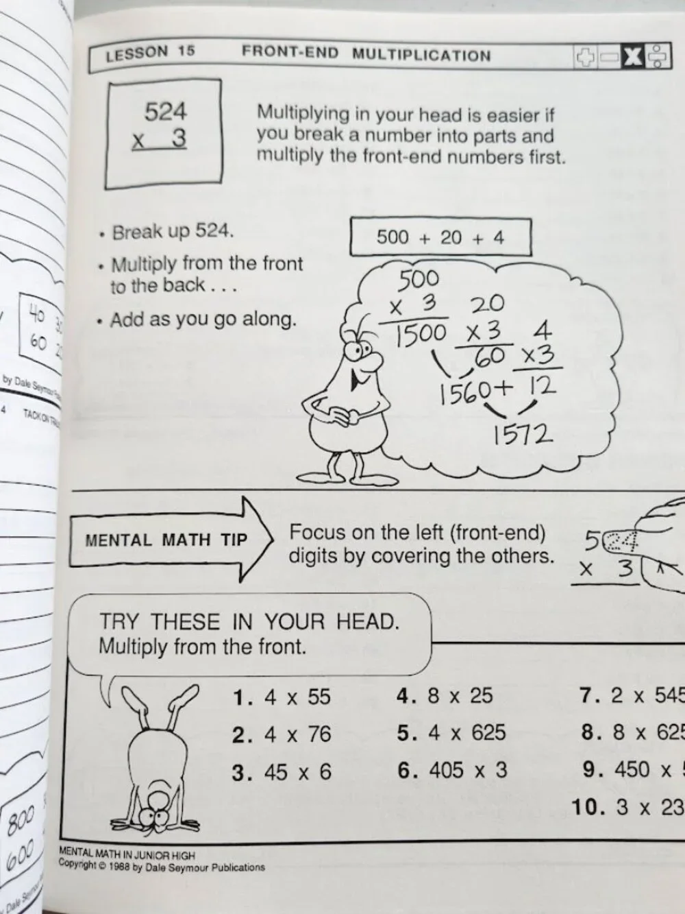 Mental Math in Junior High Workbook Grades 7-9 Paperback Activity Book Mathemati